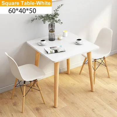 【VIDKHSY Store】【60/80/100/120cm】Nordic Solid Wood Square Dining Table Computer desk Simple Small apartment table Dining & Study Desk for Home Office