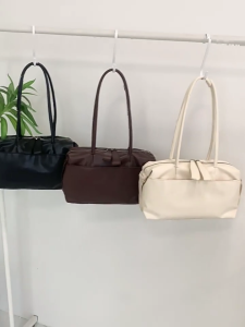 Korean Styles Armpit Bag for Women Work Bag Solid Color Shoulder Bag PU Leather Underarm Bag Large Top Handle Bag