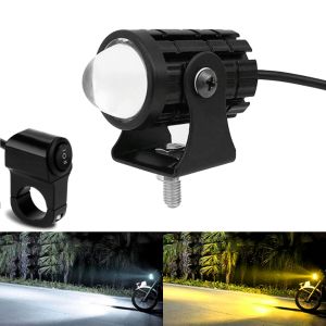 Pair Mini Motorcycle Driving Light 30w Super Bright 2 Color Dual Fisheye Lens Fog Spot Headlamp