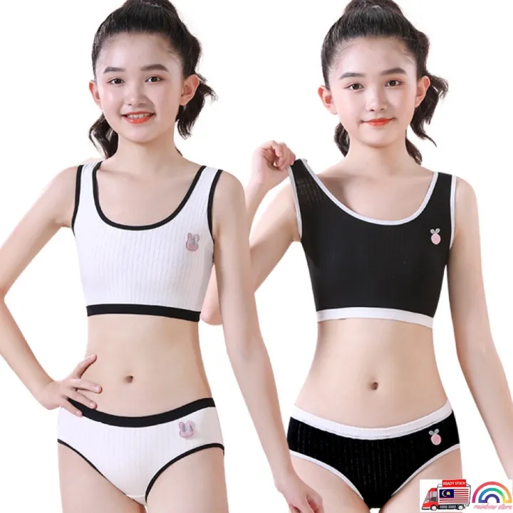 New girls development sport bra set student sports underwear without steel  ring cotton bra set teen bra girls underwear cute bra