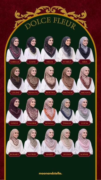 (READY STOK) MOONANDSTELLA TUDUNG BAWAL KOLEKSI DOLCE FLUER / KLASIK ...