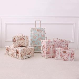 Uniwalker 20/26 inch Retro Luggage for women fashion suitcase Pu Leather Suitcase Vintage Print Luggages Women abroad Travel Trolley Luggage - intl