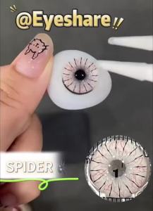 (COD)Eyeshare Halloween Colored Contact Lenses Spider White 1 Pair Of Cosplay White-Eyed Horror-Themed Contact Lens