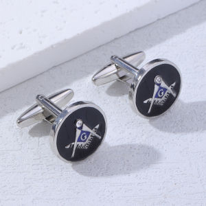 1Pair New Round Black Drip Oil Inlaid Rhinestone Cufflinks Simple Design Business Clothes Accessories Fathers Day Cuff Links Gift
