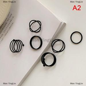 [COD] Man YingLie 3 6pcs Vintage Black Rings Set For Women Girls Punk Metallic Geometric Simple