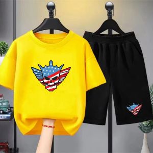 Kid Summer Set Cody Rhodes Wrestling Match Black Short Sleeve Childrens T-shirt Set Sports Fashion Boys Girls Tops+Shorts2026