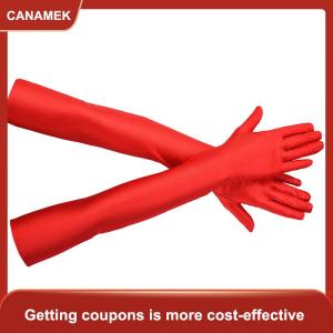 【CANAMEK】 Cao đàn hồi Spandex mặt trời bảo vệ găng tay bên hộp đêm hiệu suất đám cưới găng tay màu đen