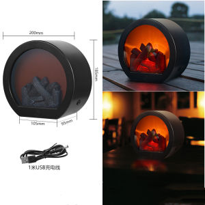 [NaJUAN]  Fireplace Decorative Lantern Led Simulation Night Light Fireplace Light Lamp Flame Light Nordic Style Halloween Christmas Home Decoration Bedroom Living Room Kitchen
