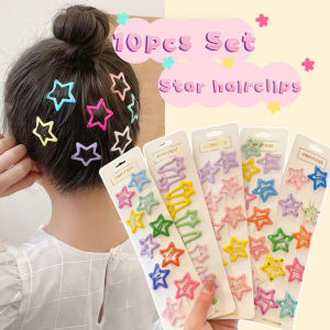 PinSan 10Pack Colorful Star Hair Clip Five Point Star Dopamine Small Clip Headwear BB Clip