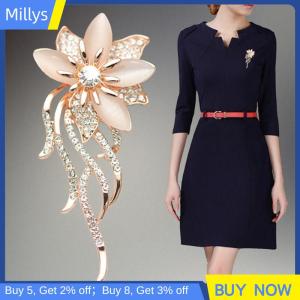 Millys เข็มกลัดดอกไม้โอปอลเข็มกลัดคริสตัลพลอยเทียมเข็มกลัดงานเลี้ยงงานแต่งงานเครื่องประดับผู้หญิง