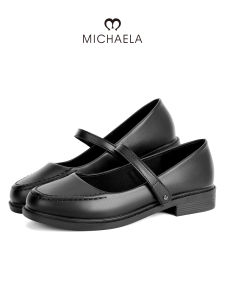 MICHAELA Black Elegant Mary Janes Comfy Cushion Block Heels for College Office Daily SH7527125 CX
