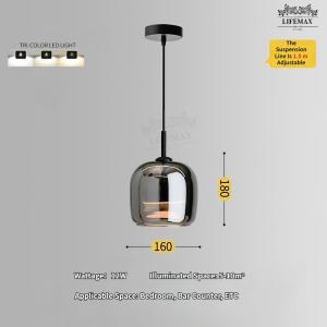 [SG Seller]LED Dimmable Chandelier Nordic Glass Pendant Light Modern Dining Light Kitchen Bar Counter Chandelier Ceiling Light