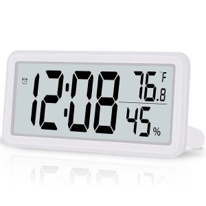 KIPRUN Digital Alarm Clock Desk Clock Battery Operated LCD Electronic Clock Temperature Humidity Sensor Bedroom Indoor Wall Clocks