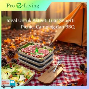 Stainless steel Rectangle plate tray with lid cover Food storage container Bekas Serba Guna Simpan Lauk tahan karat