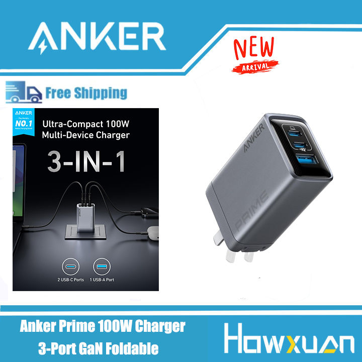 Anker Prime Charger, 100W USB C Charger, 3-Port GaN Foldable and Compact Anker  Wall Charger, for MacBook, iPad, iPhone Series, Galaxy S24/S23, and More |  Lazada PH