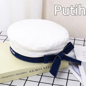 Bisa Topi Sailor Forever Korea Korean Style Putih Topi Beret Navy pelaut kapten pirates bajak laut cosplay Baret hat Dengan Bow-Knot