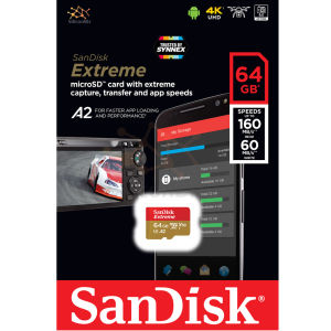 SanDisk Extreme microSD Card 64GB Read 160 MB/s Write 60 Mb/s (SDSQXA2-064G-GN6MN) ไมโครเอสดี การ์ด Memory Action Camera เมมโมรี่ กล้องแอคชั่น กล้อง โกโปร แซนดิส รับประกัน Lifetime โดย Synnex