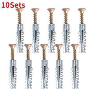 30Sets Anti-loose Cement Wall Anchors Drilling Plugs Serrated Expansion Screws Nails Metal Carbon Steel Home Hardware Tools