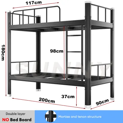 SUNNY Double Deck Bed Thickened Full Steel Bunk Bed Heavy Duty Bed Frame Iron Bed Loft Bed For Home/Dormitory/School