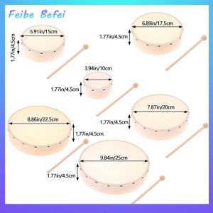 [Feibe Befei] Frame Drums 4 6 7 8 9 10 Inch Hand Drum Wood Drum With Drum Stick Set Musical Game Kids Educational Toy Percussion Instrument