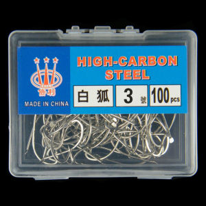 [Sirola] 100pcs Boxed White Fox Hooks Barbed High Carbon Steel For Pelteobagrus Fulvidraco And Snapper Fishing