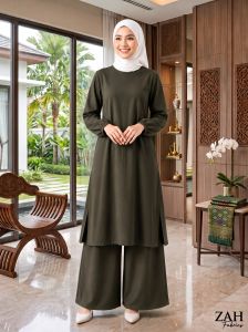 Tamana Suit Cotton Linen Muslimah Clothing Set Wanita Haji Umrah set.