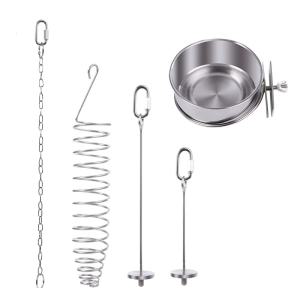 Stainless Steel Bird Feeders Set Parrots Foraging Cup Stable Bird Feeders Simple Installation Foraging Toy