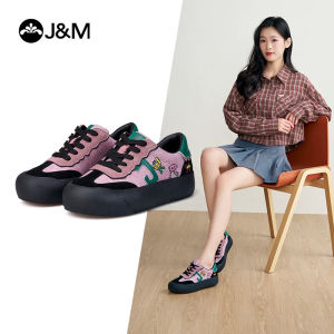 Joy&Mario Casual Shoes Thick-Soled Cartoon Fashion Womens Shoes Canvas Leather Retro Lace-Up Shoes
