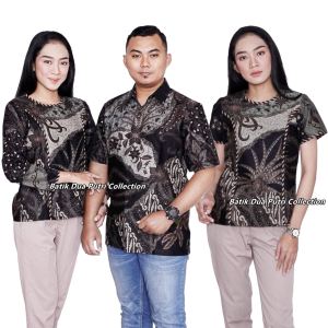 Batik Couple Atasan Batik Wanita Lengan Panjang Kemeja Batik Pria Bahan Katun Batik Dua Putri Collection = PANDAN