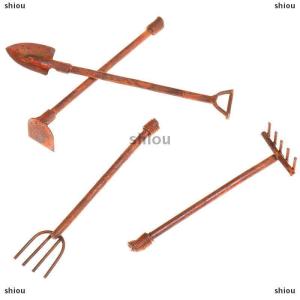 [COD] shiou Dụng cụ làm vườn thu nhỏ Nhà búp bê 1:12 xẻng kim loại Bộ đồ nội thất