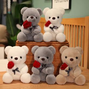 RGFV MALL Stuffed Animal Rose Bear Plush Toy Cartoon Flower Hug Bear Plush Doll Children Comfort Doll 23cm Bear Plush Toy Romantic Gift