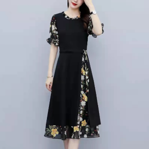 Sifon Jahitan Gaun Wanita Musim Panas Gaun Baru Populer Plus Ukuran Pakaian Wanita Gemuk Mm Slim Fit dan Tipis Temperamen Rok