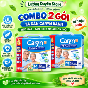 [ COMBO 2 BỊCH ] Tã dán Caryn xanh siêu thấm size XL10/XL20/M40/L40