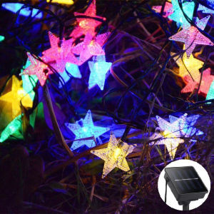 【VIDKHSY Store】30 LED Solar Christmas Star String Lights Outdoor Waterproof Garden Decoration Light for Christmas Wedding Party Decoration