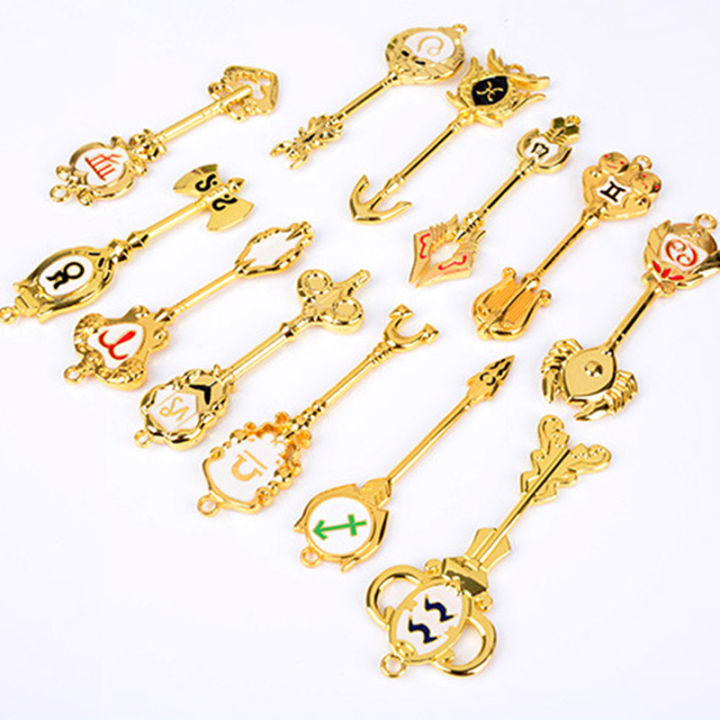 Anime Fairy Tail Keychain Lucy Zodiac Star Spirit Magician Summons Key Ring Twelve Constellation Key Chains Cosplay Gifts