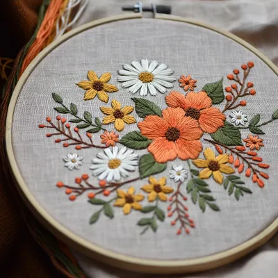 Embroidery Kit DIY Fabric Embroidery Kit Set Beginner Flowers and Grass Handmade Sewing Home Decoration DIY