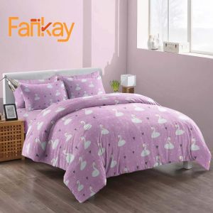 Bed Cover Set Sprei Motif Swan Pink - Ukuran Lengkap 90x200 - 200x200 - Fankay