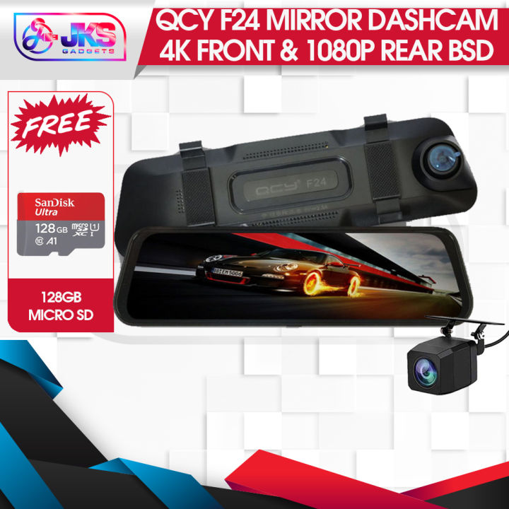 QCY F24 Dash Cam 4K Front 1080P Rear Ultra HD 9.66