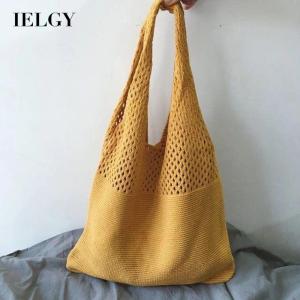 IELGY Túi Đeo Vai Mua Sắm Du Lịch Rỗng Retro Đơn Giản Cho Nữ