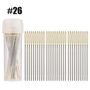 Polocat 30pcs Cross Stitch Needles Craft Embroidery Tool Large Eye Sewing Needles Hand Sewing Needle With Threader Home DIY Sewing Tool