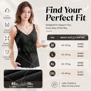 Nursing Tank Top Built-in Bra Padded Maternity Camisoles Breastfeeding Sleep Inner Wear Wireless Bra