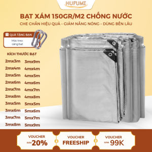 [Dai Bền] Bạt Che Nắng Che Mưa Phủ Nano Nhôm - Chống Thấm Nước Cách Nhiệt May Viền Đóng Khoen Màu Xám Bạc