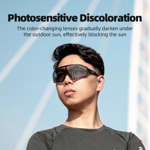 ROCKBROS Cycling Sunglasses Men/Women Ultralight Photochromic Glasses Fashionable Colored Polarized Mountain Bike Eyewear With Myopia Inner Frame Motorcycle Sunglasses Outdoor Sports Sunglasses