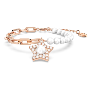 💖Swarovski💖Stella rose gold star white pearl pavé diamond bracelet S925 sterling silver womens fashion bracelet hypoallergenic non-allergenic Valentines Day gift birthday gift for girlfriend bestie
