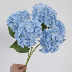 WARMIE 4 Heads Artificial Hydrangea Flower Big Head Simulation Faux Flowers Floral Arrangement Realistic Hydrangea Flowers Branch Home Decoration
