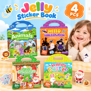 Buy 1 Take 3 Reusable Jelly Sticker Book For Kids 30+Pcs Creative Sticker Toy Pieces Animal Halloween Christmas Easter