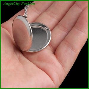 AngelCity Fashion Store Stainless Steel Photo Locket Necklace 3 Colors Open Round Pendant Necklaces