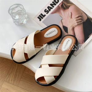 Free Shipping Baotou WomenS Summer PVC Slip-On Sandals New Retro Casual Flat Sandals