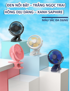 Quạt mini để bàn tích điện 3 chế độ gió pin sạc tiện dụng xoay 720 độ kèm nhiều quà tặng