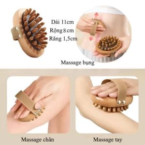 Lược Massage Body Đệm Khí Đầu Gỗ Bo Tròn | Dụng Cụ Massage Thư Giãn Toàn Thân Chăm Sóc Cơ Thể